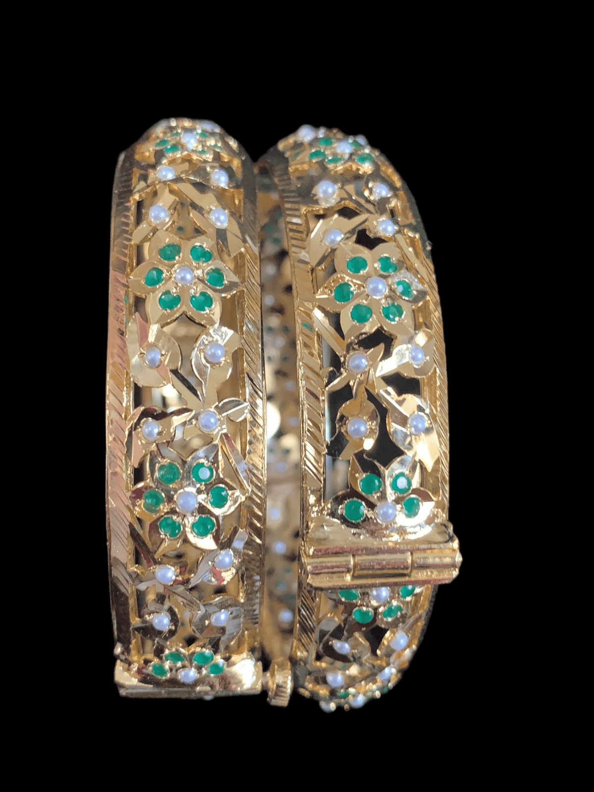 B112 Jadau bangles ( emerald ) ( READY TO SHIP)