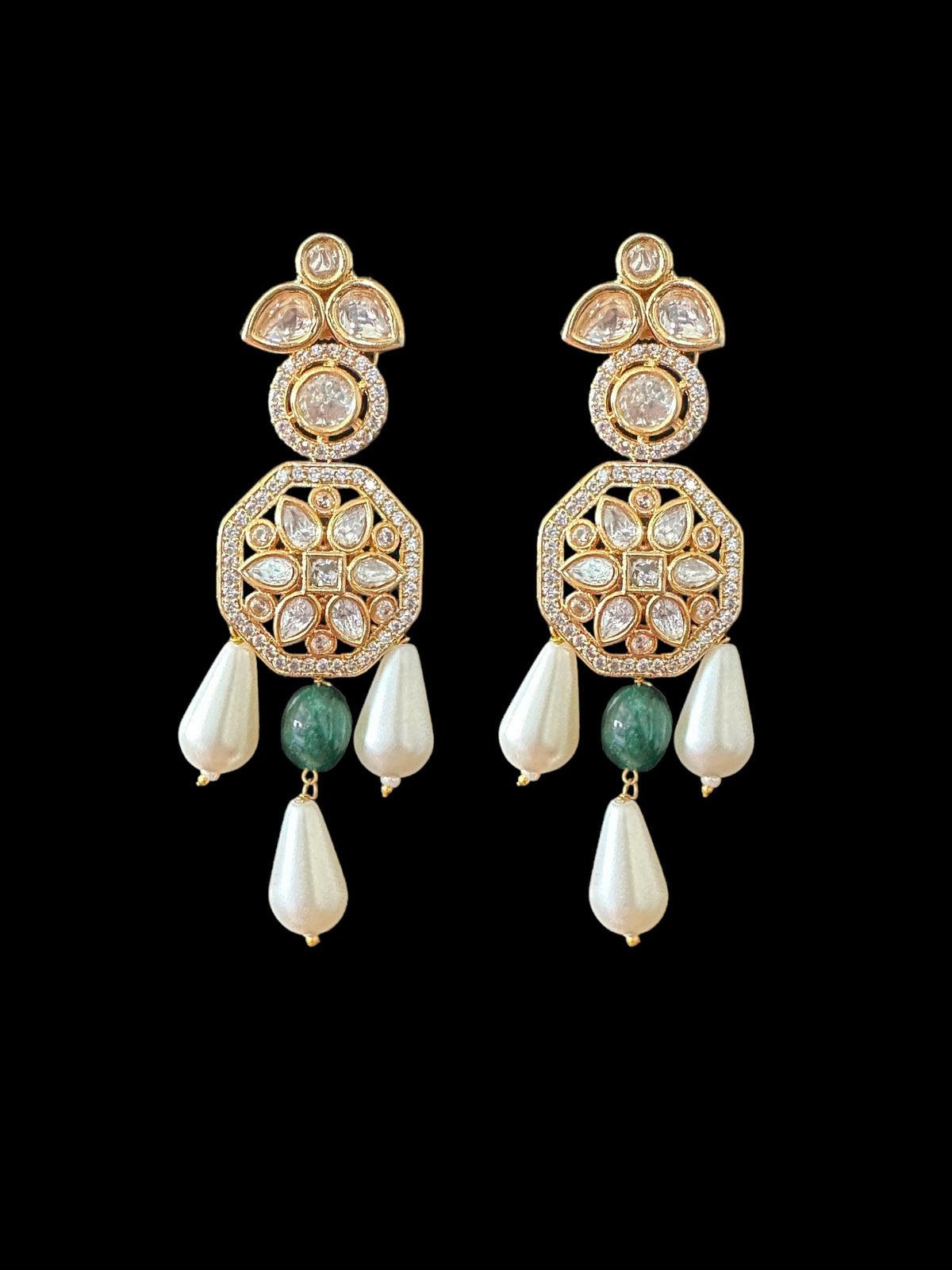 DNS6 short necklace with earrings tika in Polki ( READY TO SHIP )