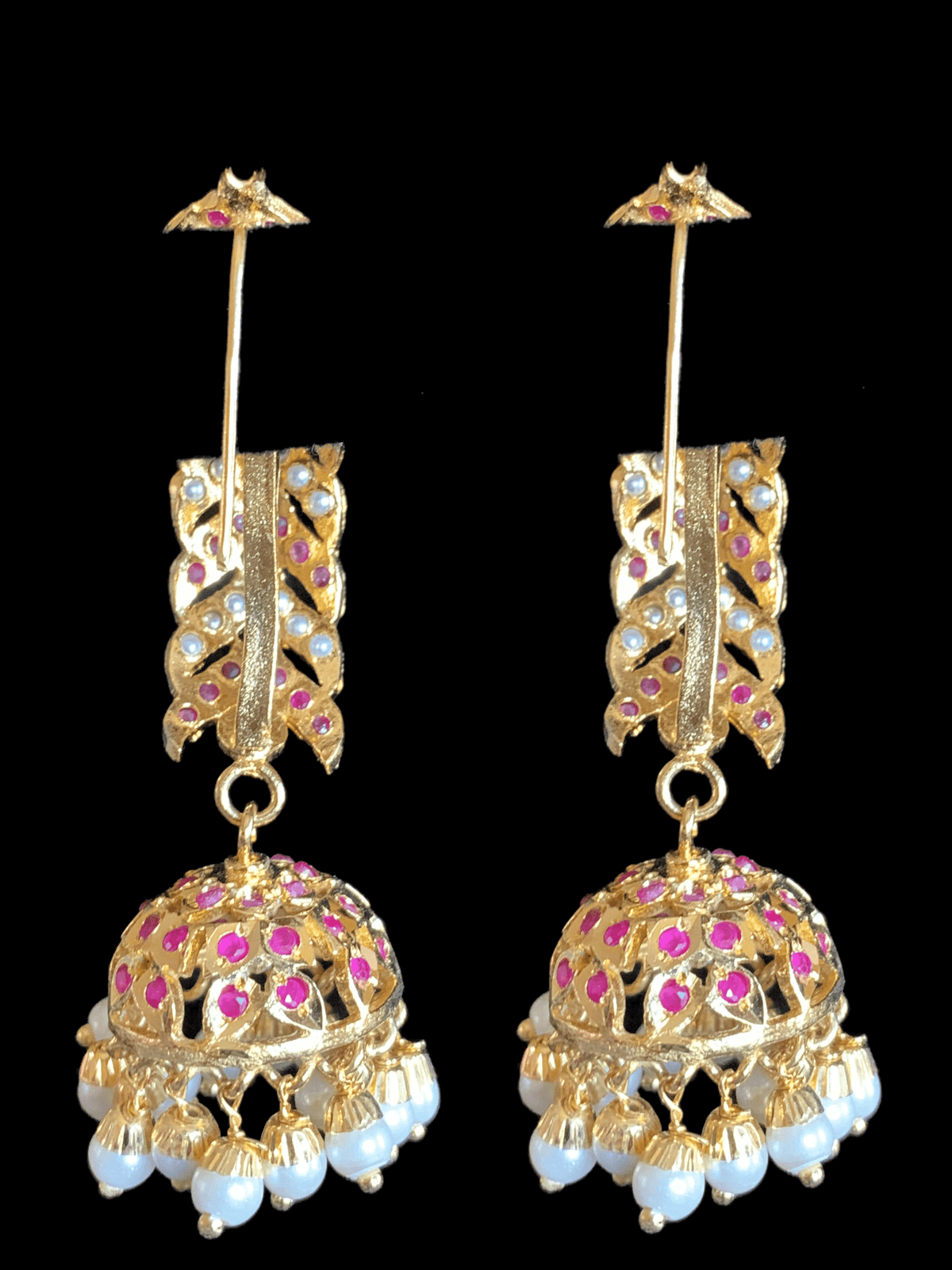 DER370 Gina jhumka - ruby ( READY TO SHIP )