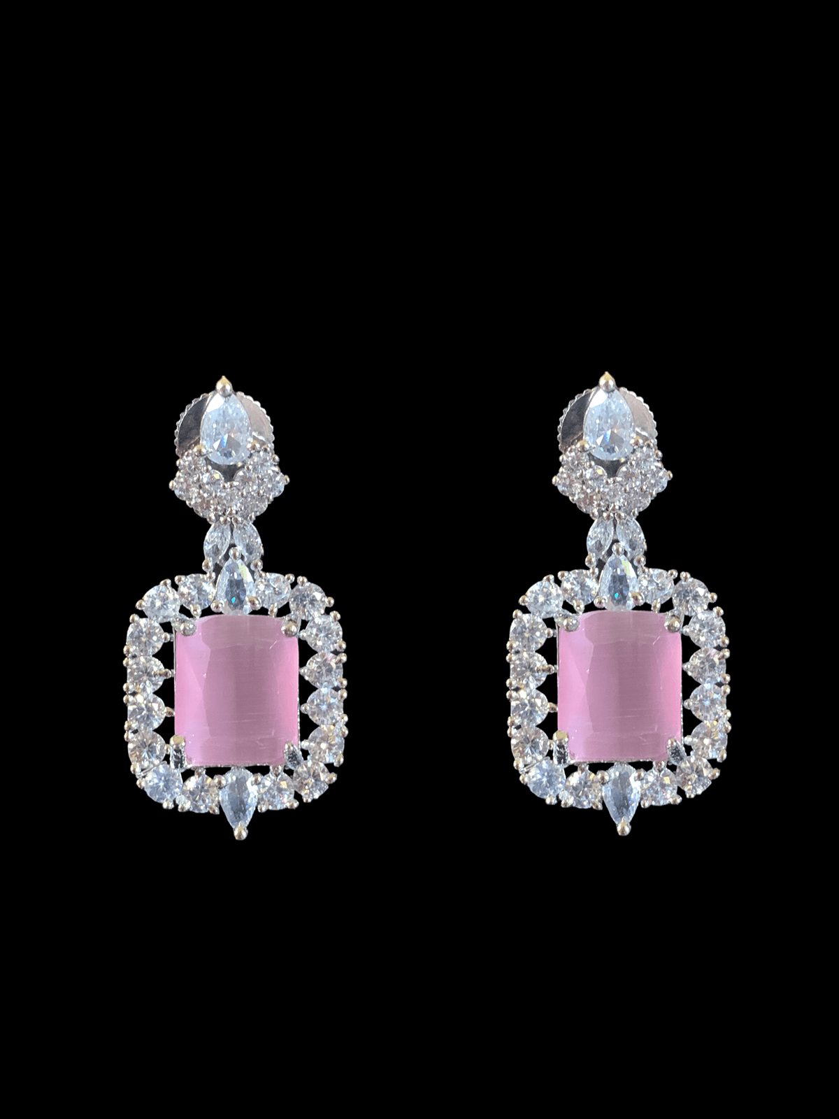 NS276 Myrha cz necklace set -PINK READY TO SHIP )