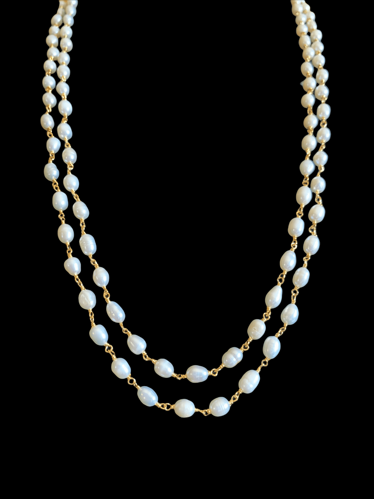 DNS115 Two layered fresh water pearl mala (READY TO SHIP )