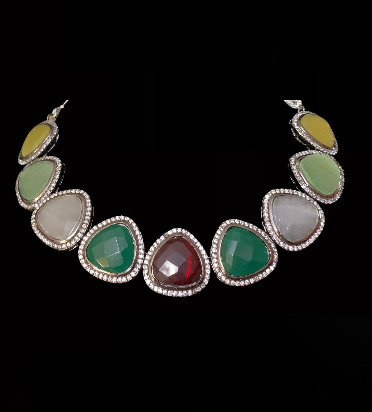 NS7 Victorian plated cz necklace - multicolor ( READY TO SHIP )