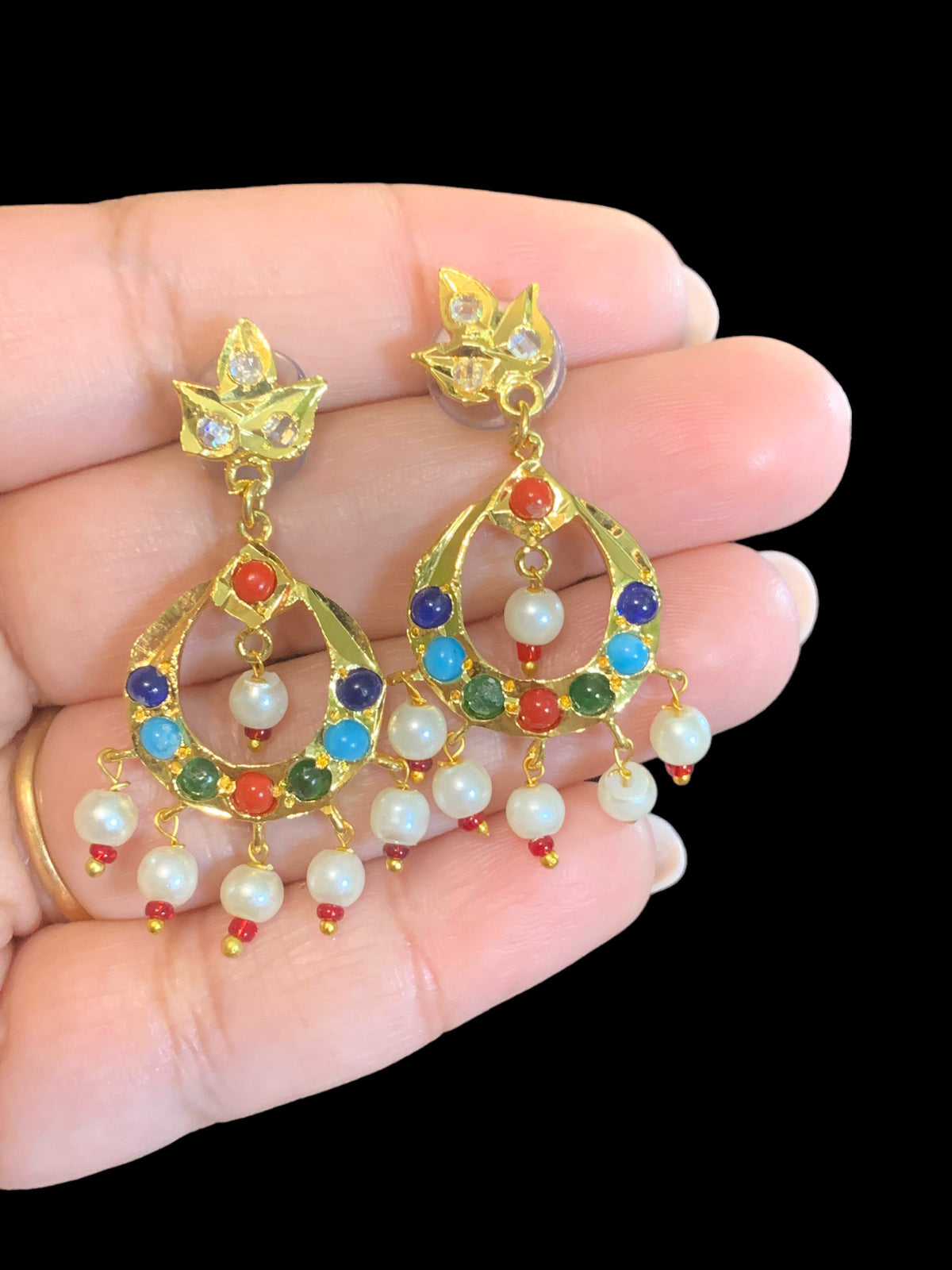 DER402 Neda chandbali in Navratan ( READY TO SHIP)