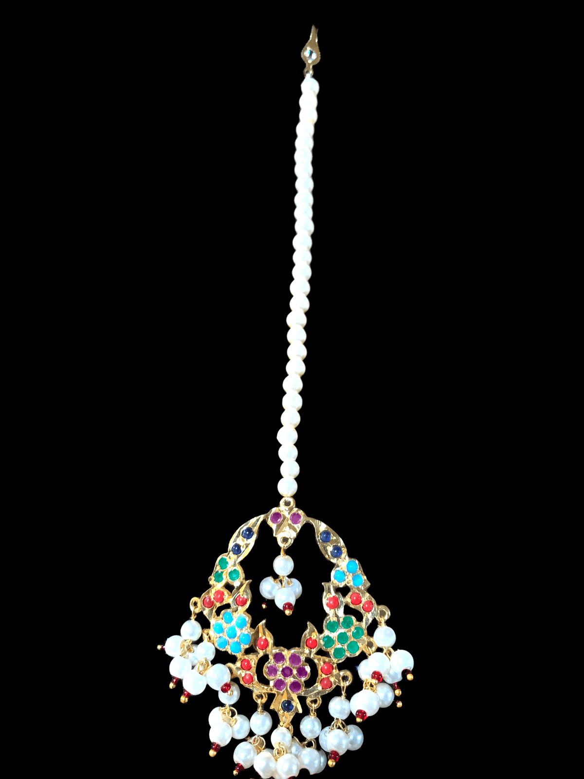 DJET26 Madhuri navaratan chandbali Tika Set ( READY TO SHIP)
