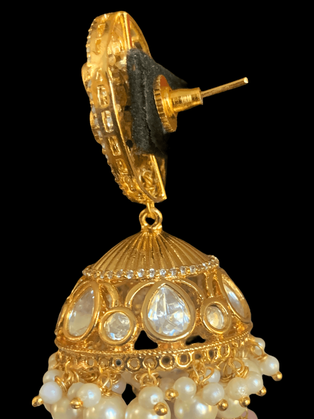 DER254 Shamini polki jhumka - pearls ( READY TO SHIP )