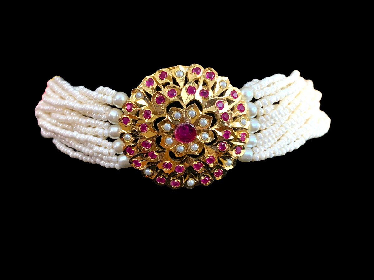 C193 Gold plated choker set in ruby ( READY TO SHIP )