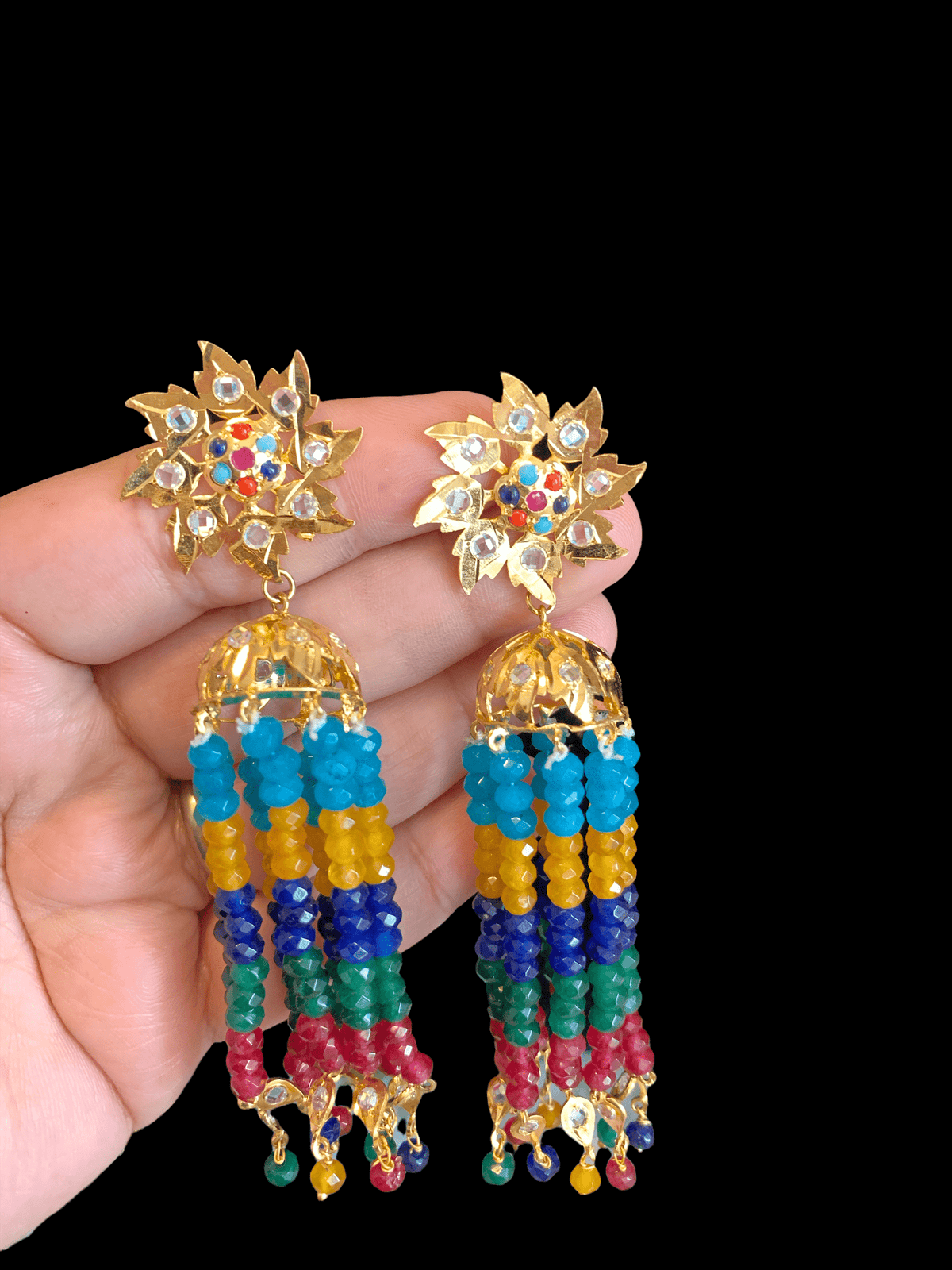 DER47 Roosa jhumka ( multicolor ) ( READY TO SHIP )
