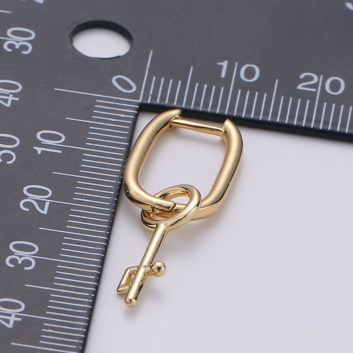 Lock gold earrings - Padlock hoop earrings - Huggie earrings - Padlock huggie hoops - Gold key hoops - key earrings Q-184