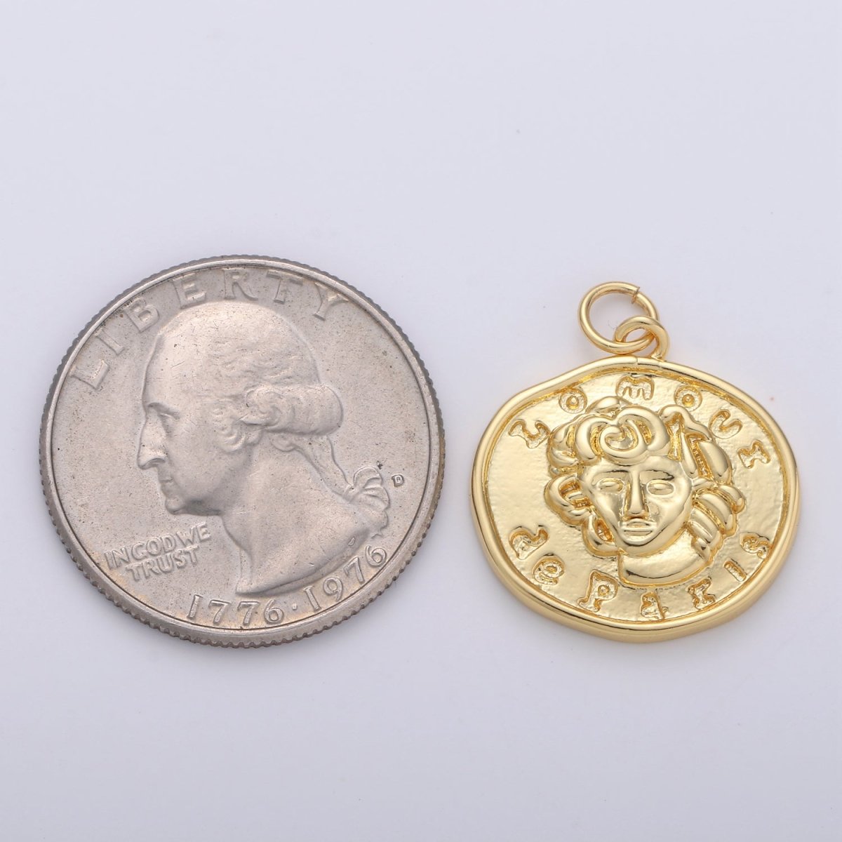 Lomoui de Paris Gold Rustic Coin Gold Filled Charm - D-514