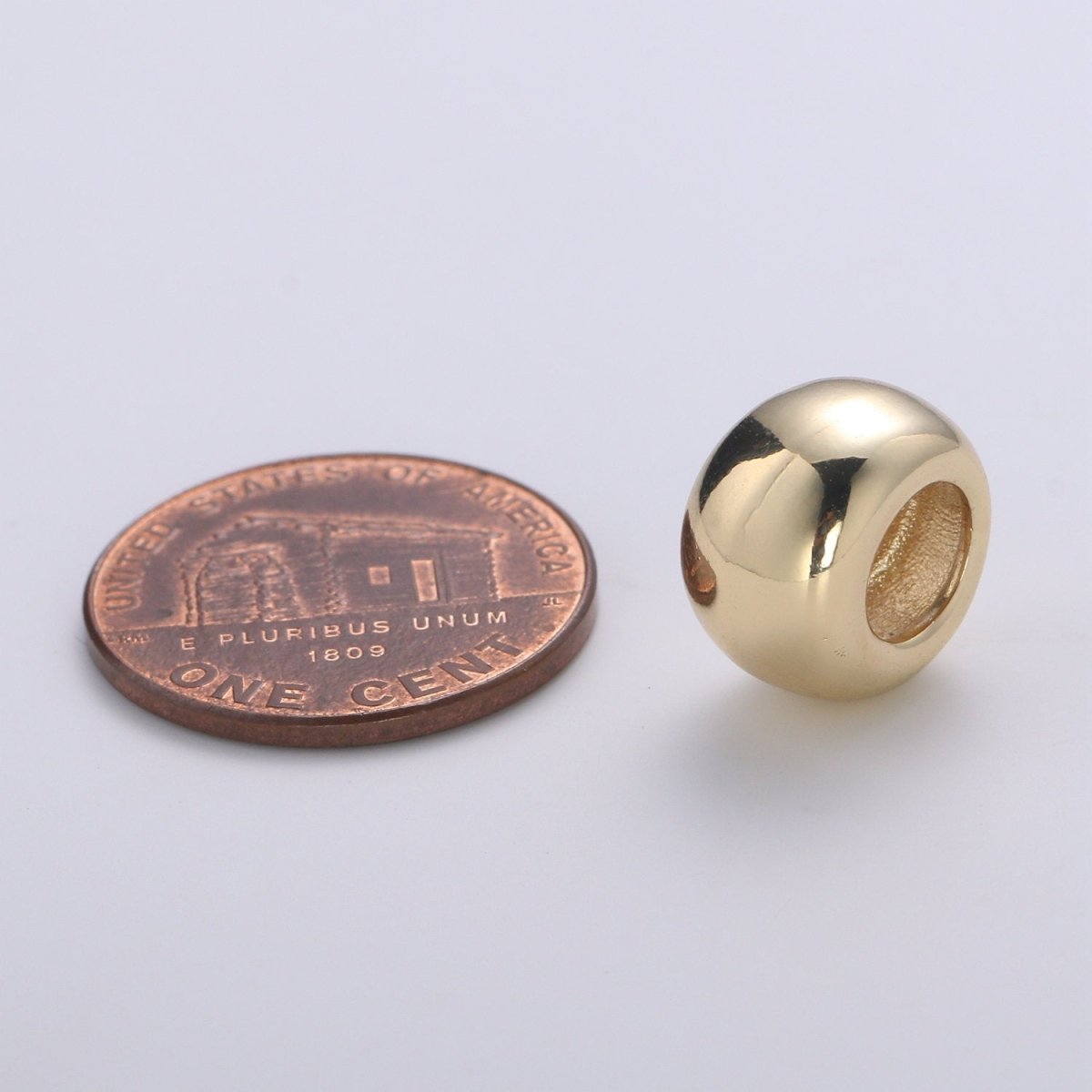 Metal Beads - Large Hole Beads - Gold Beads - Beads For Bracelet Leather - Tibetan Beads - 12x8mm - 6mm Hole B-374