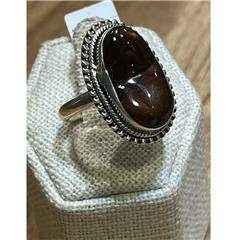 Sterling Silver Mexican Fire Agate Ring Size 7 "Fire Nugget"