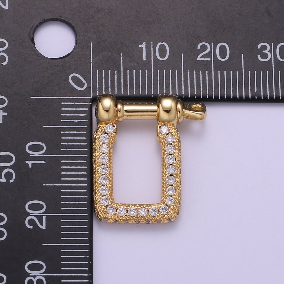 Micor pave Clasp Gold Filled Screw clasp lock, Anchor Shackle, Gold Rectangle Cz Bracelet Necklace Clasp Sailor Bracelet Clasp Supply L-259