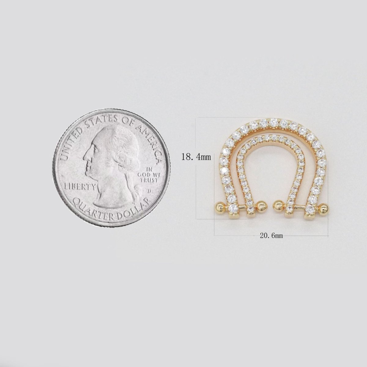 Micro Pave Gold Rainbow Shape Charm for Necklace Pendant Cubic Zirconia Harp Charm Pendant Connector L-333