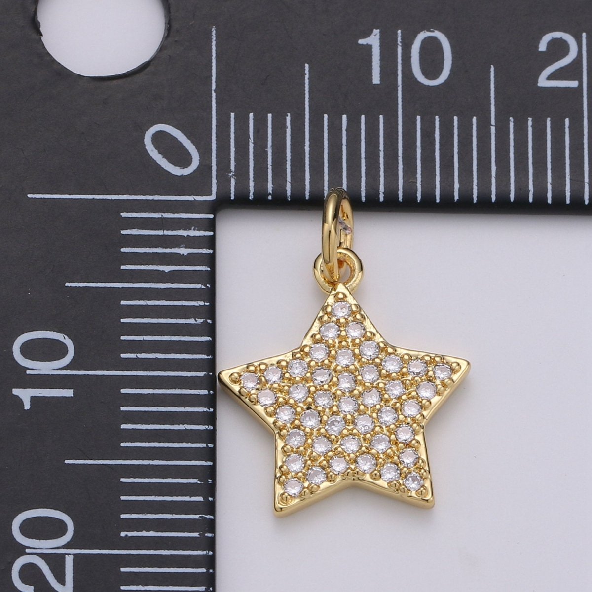 Micro Pave Star Charms, Gold Star Pave Star Pendant, Cubic Zirconia Charms, CZ Pave Star, Gold Star Earring Bracelet Necklace Charm C-675