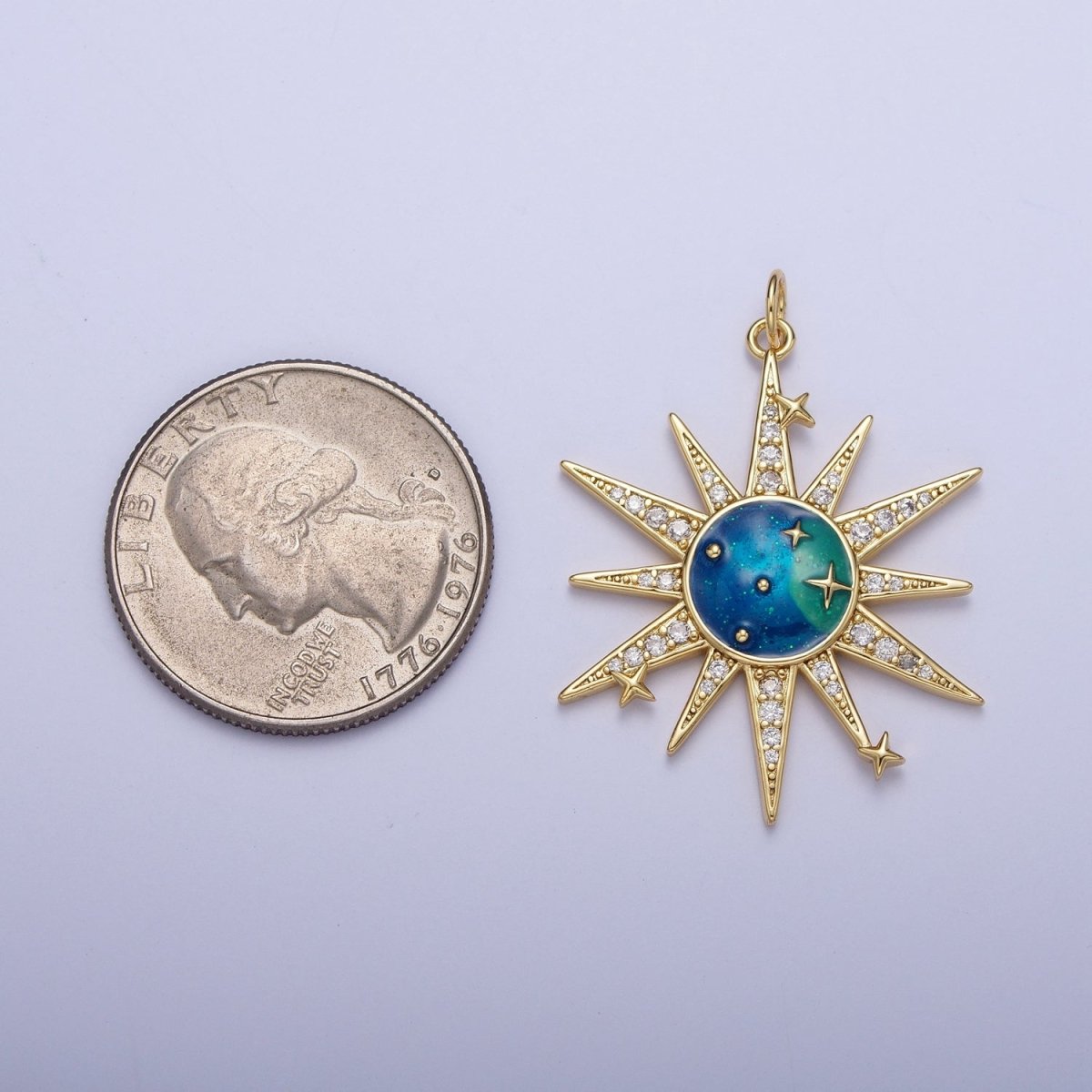 Micro Paved Celestial Space Galaxy Enamel Stars & Sun Charm For Jewelry Making | X-709