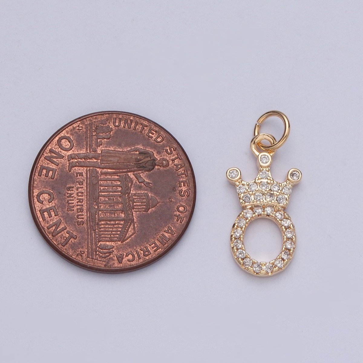 Micro Paved Cubic Zirconia Oval O Royalty Crown Charm For Jewelry Making Component | X-209