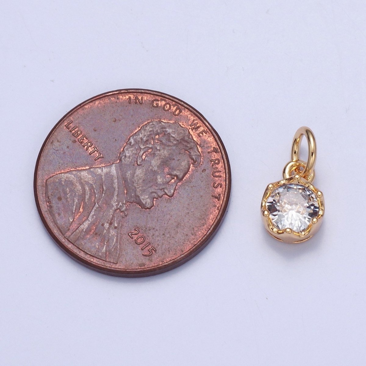 Mini Clear CZ Cubic Zirconia Gold Add on Charm | X-101