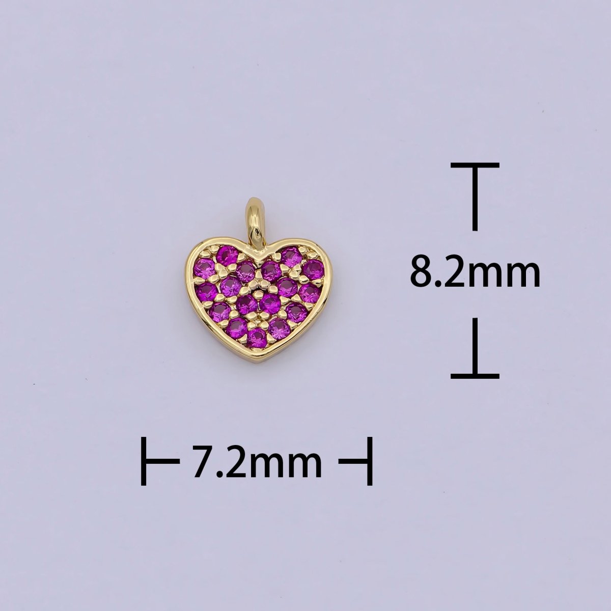 Mini Gold Filled Heart Charm Fuchsia Pink Love Charm W-168