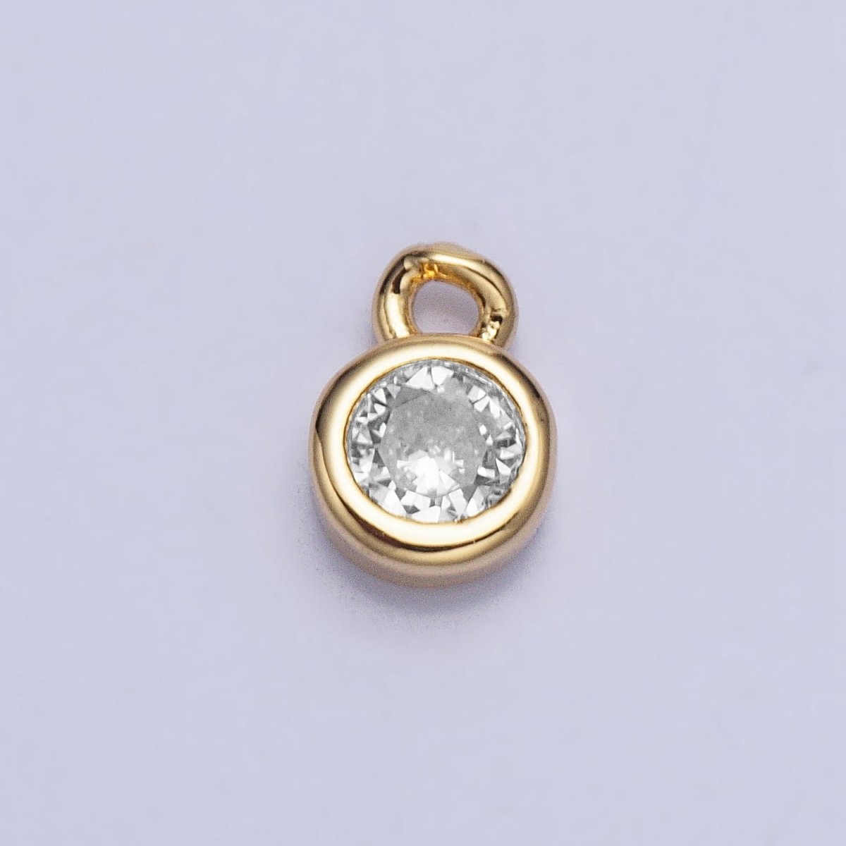 Mini Gold Full Brilliant Cut Cubic Zirconia Bezel Cut Charm Pendant for add on charm AC482 - AC489