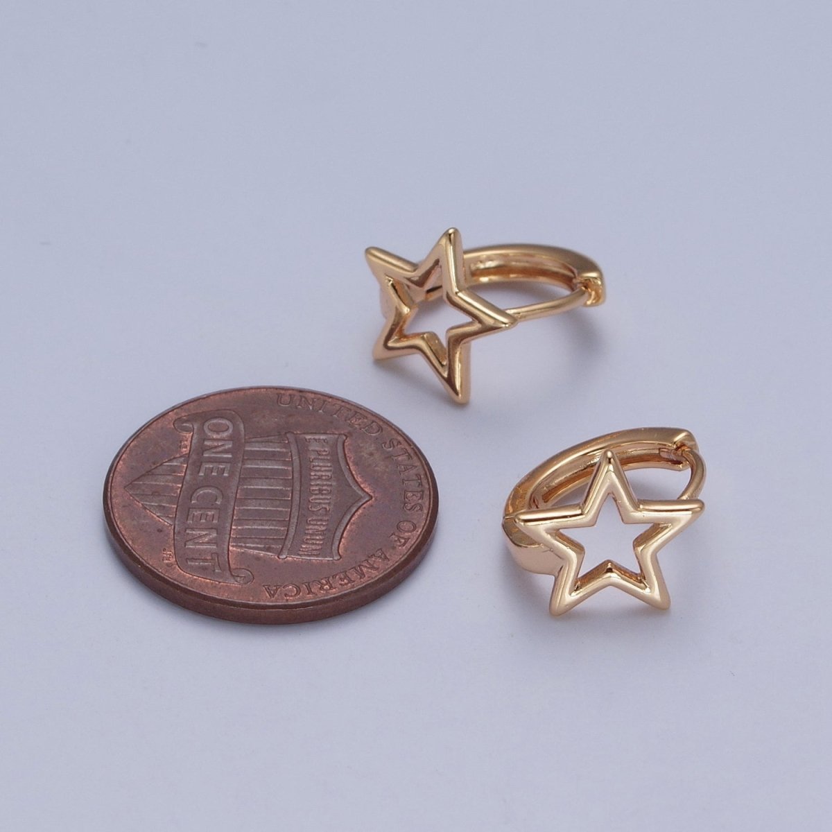 Minimalist 24K Gold Filled Celestial Star Huggie Hoops Earrings P-425