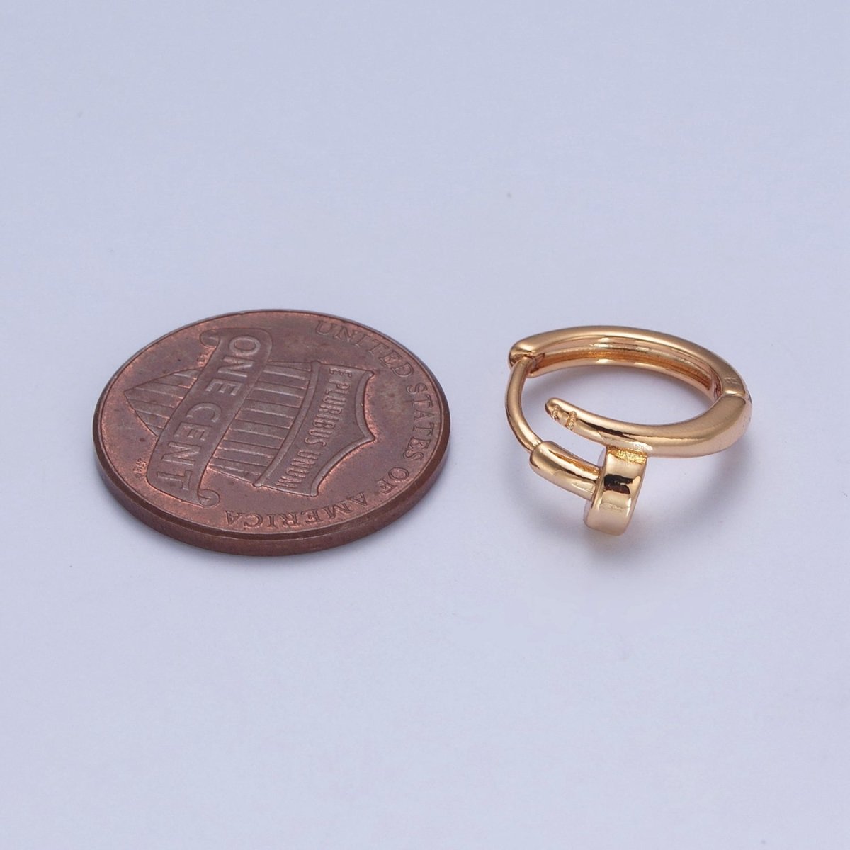 Minimalist 24K Gold Filled Needle Earring Huggie Hoop Earrings P-403