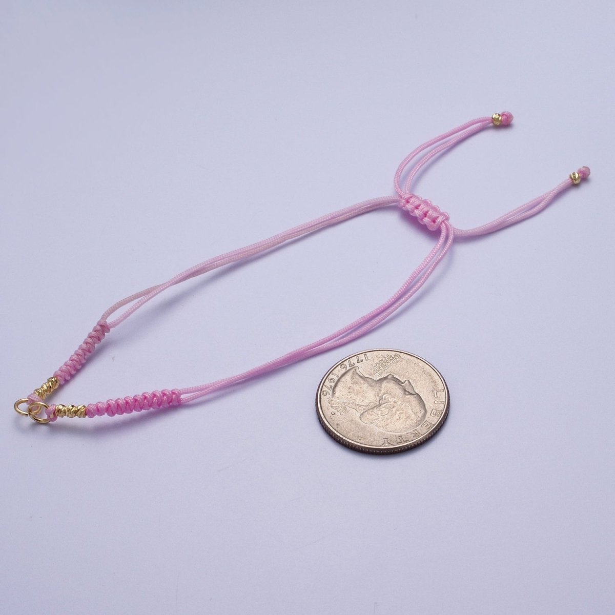 Minimalist Fabric Knot Pink/White Bracelet Making Supply Jewelry Component K-021 L-936