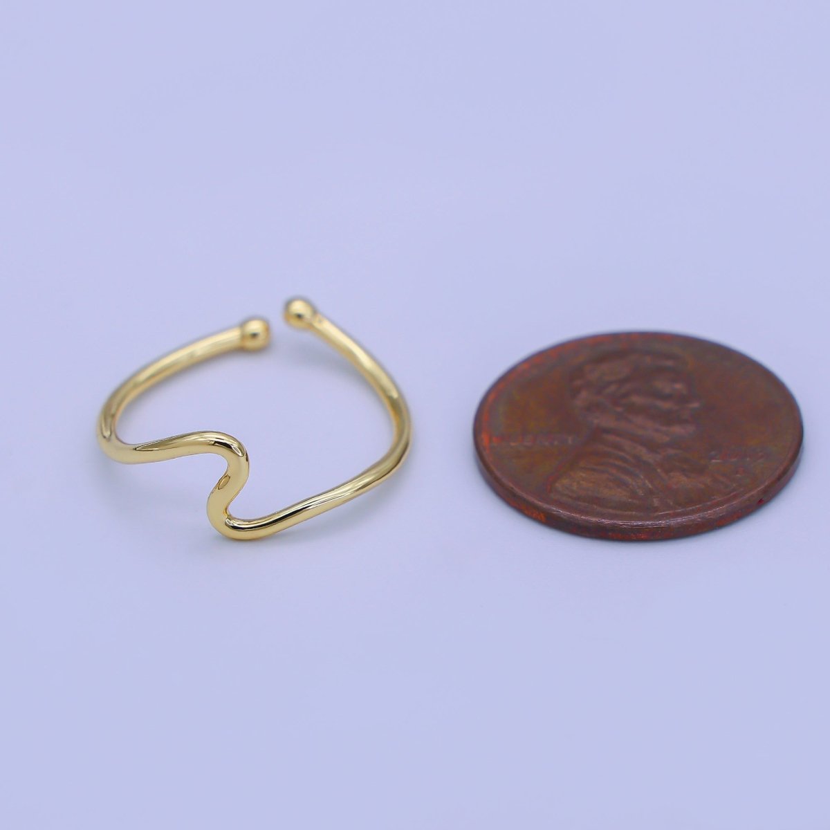 Minimalist Ring Gold Open Ring Wave Curvy Ring, Thin Ring Gold Ring Dainty Stackable Ring Adjustable Ring.R-084