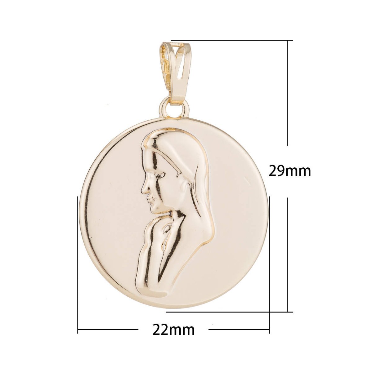 OS Mother Mary / Praying Lady Pendant Gold Plated Necklace - Oval Gold Pendant - Rose Gold Plated Pendant - Religious Pendant Charms J-747