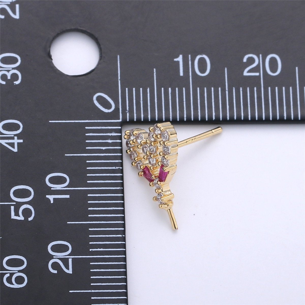 One Pair-14k Gold Filled Heart Post Earring Findings, DIY Earring Mount,Half Drilled Pearls Heart Stud Earring Settings Component K-415