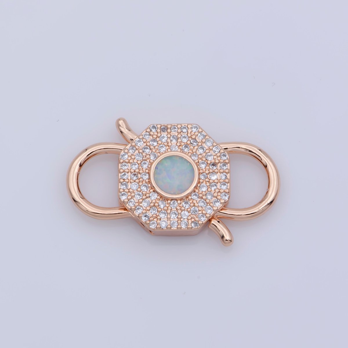 Opal Clasp Buckle Silver, Rose Gold, Black Interlock Micro pave Clasp Cubic Interlocking Clasp Fastener for Bracelet Necklace Jewelry Supply F-327