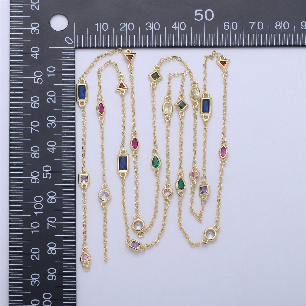 24K Gold Filled Chain Necklace Gold Necklace CZ Stone Necklace Gemstone Necklace Crystal Necklace, Dainty Bulk Chain Necklace By Yard, White Gold Filled DESIGNED Chain Component Supply | ROLL-055, ROLL-056 Clearance Pricing