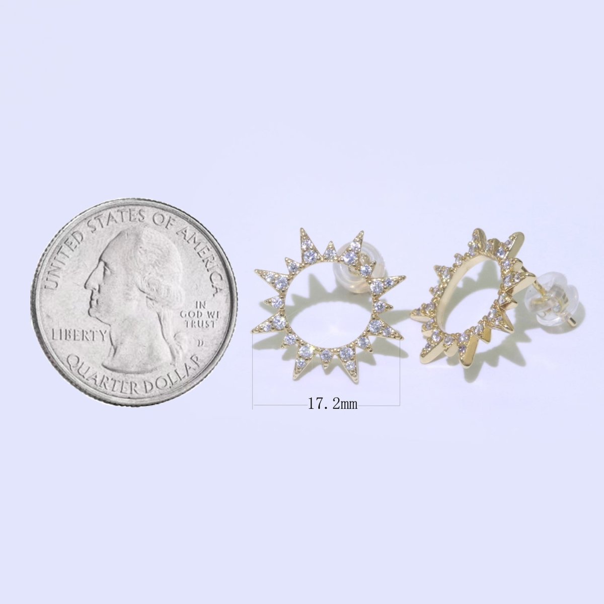 Dainty Sun Burst CZ Stud Earring T-048
