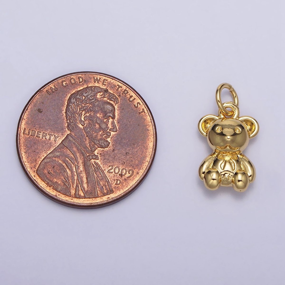Gold Teddy Bear Animal Minimalist Mini Add-On Charm | AC215