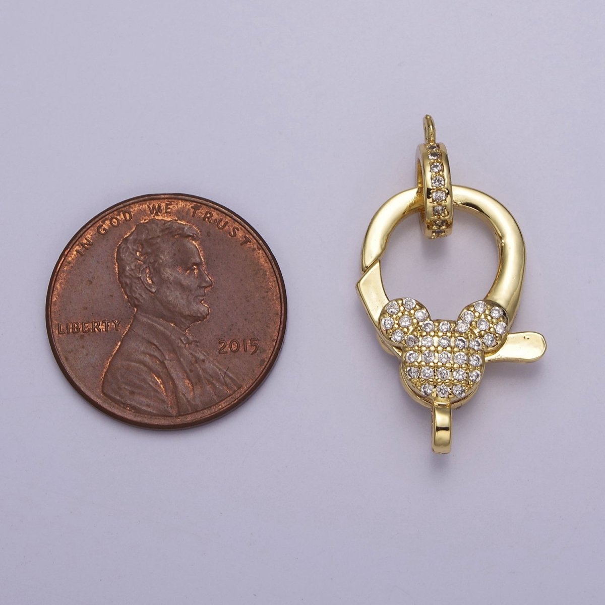OS Pave Mickey Gold Parrot Clasps Lobster Clasp Pendant Unique Design Component Lobster Clasp for Jewelry Supply L-723