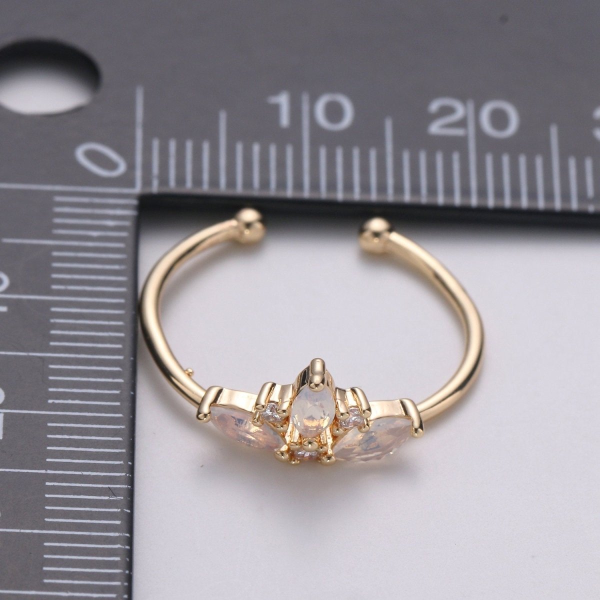 Triple Marquise Ring, Cz Ring, Crown Ring, Stacking Rings, Curved Ring, Birthday Gift for Her, Anniversary Gift, Crown Gold Ring Open Ring | R-124