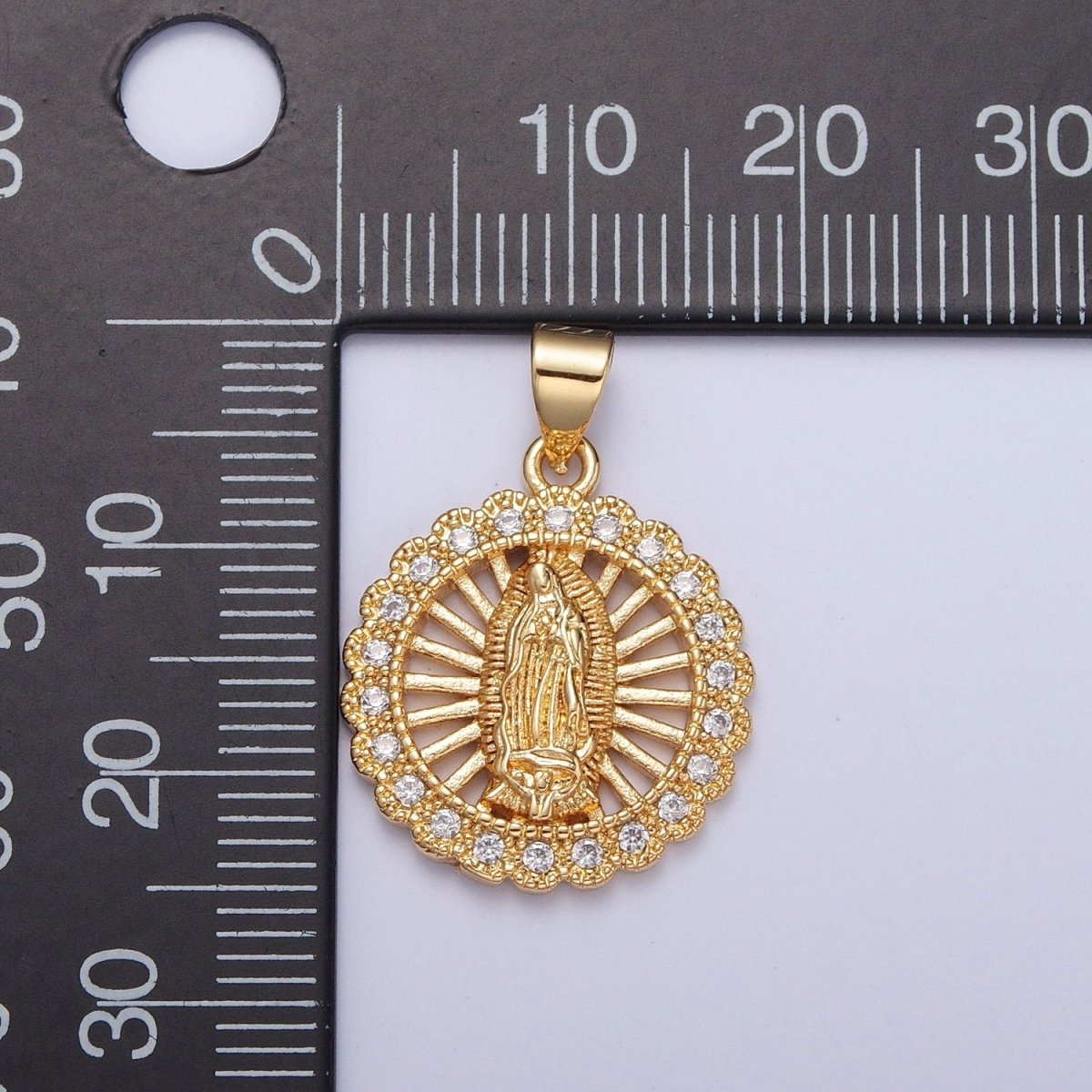 Our Lady Guadalupe Pendant, Cubic Zirconia Virgin Mary Religious Pendant For Jewelry Making H-756