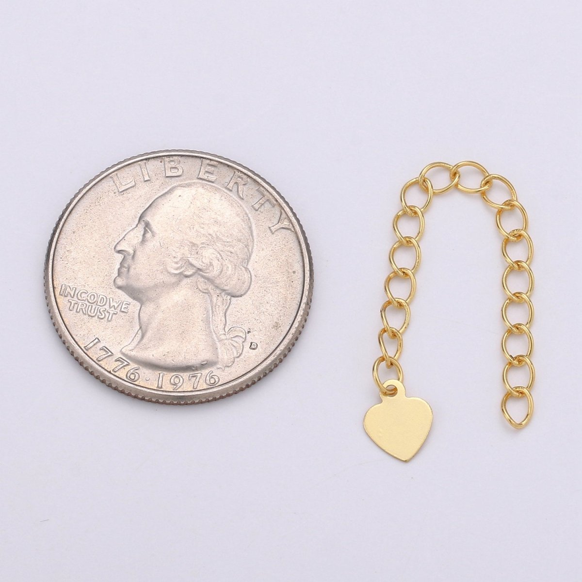 Overstock 24K Gold Filled Chain Extender For Necklace Bracelet Component Supply Findings Extenders with Heart charm K-624