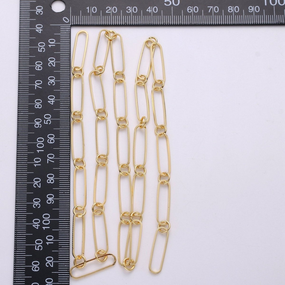 PAPER CLIP chain With Dainty cable ROLO Chain Necklace 5X20mm, 24K Gold Filled Nickel Free, Unfinished Link Chain For Jewelry Supply Component | ROLL-281 Clearance Pricing