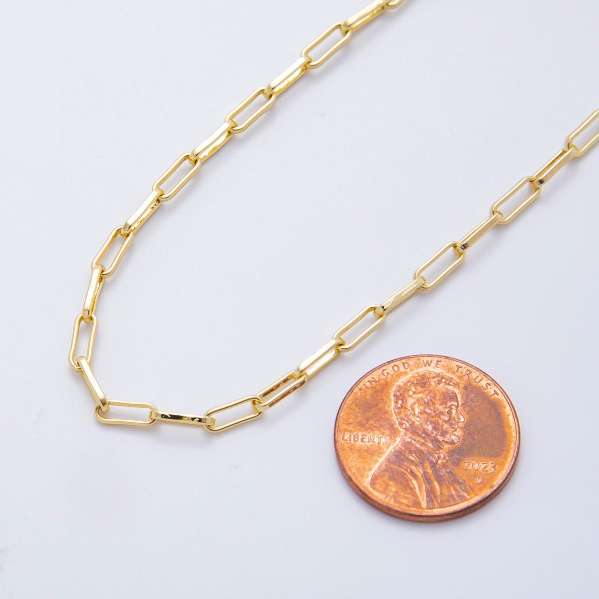 16K Gold Filled 2.5mm Minimalist Paperclip Chain 16 Inch, 18 Inch, 20 Inch Necklace | WA-04039 ~ WA-04041