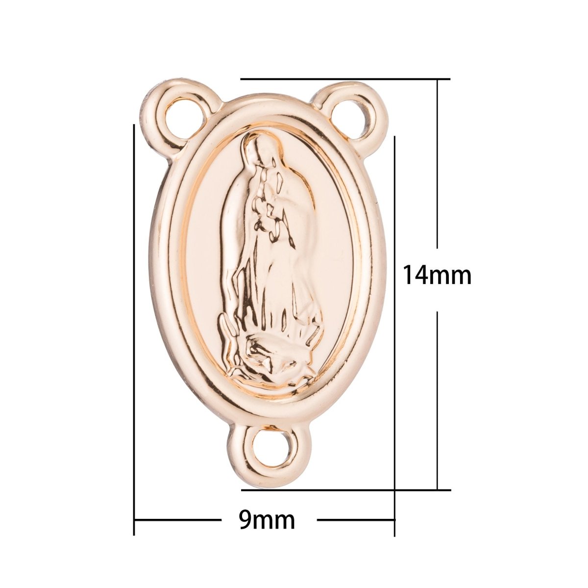 Pinky Gold Rosary Center Metal Parts, Immaculate Heart Mary, Rosary Making Supply, Necklace Pendant, Findings for Jewelry Making F-198