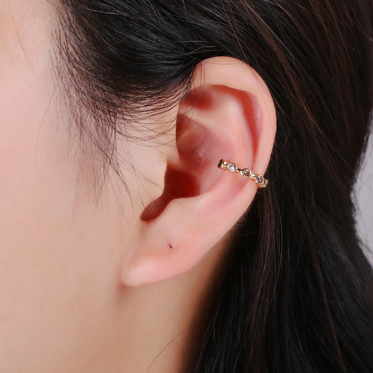 Rainbow Dots Gold Filled Earcuffs AI-092