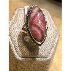 Sterling Silver Rhodochrosite Ring Size 6 "Passion Diamond"