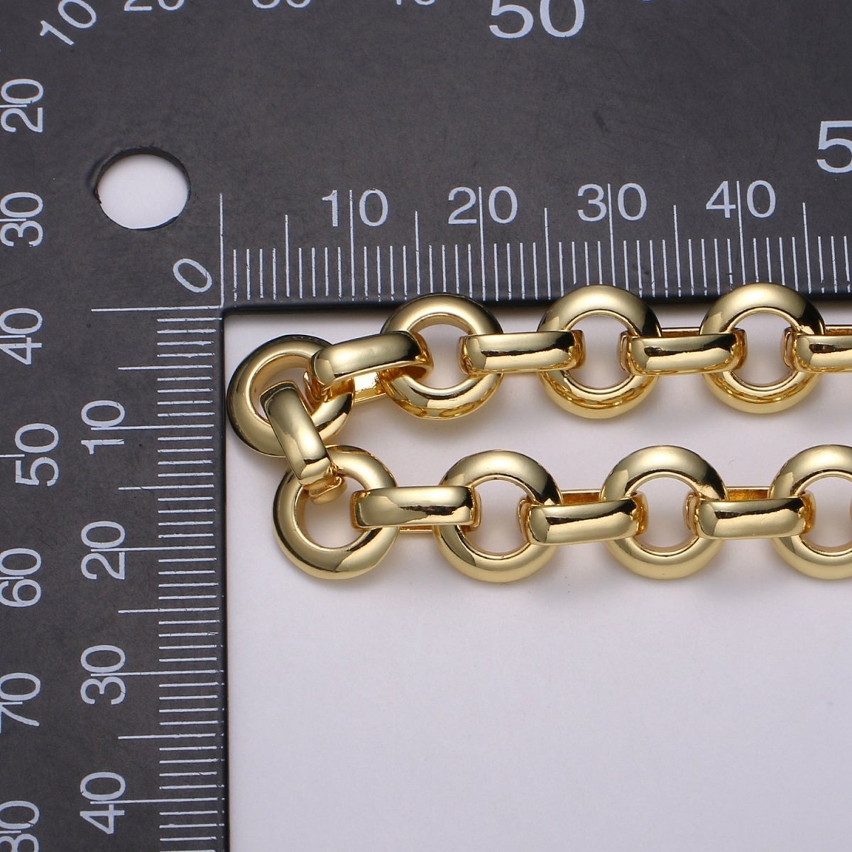 ROLO Chain, 24K Gold Plated by Yard, Fancy Cable Link Chain, Round Chain Link for DIY Craft, Belt Chain, Clip Chain | ROLL-486
