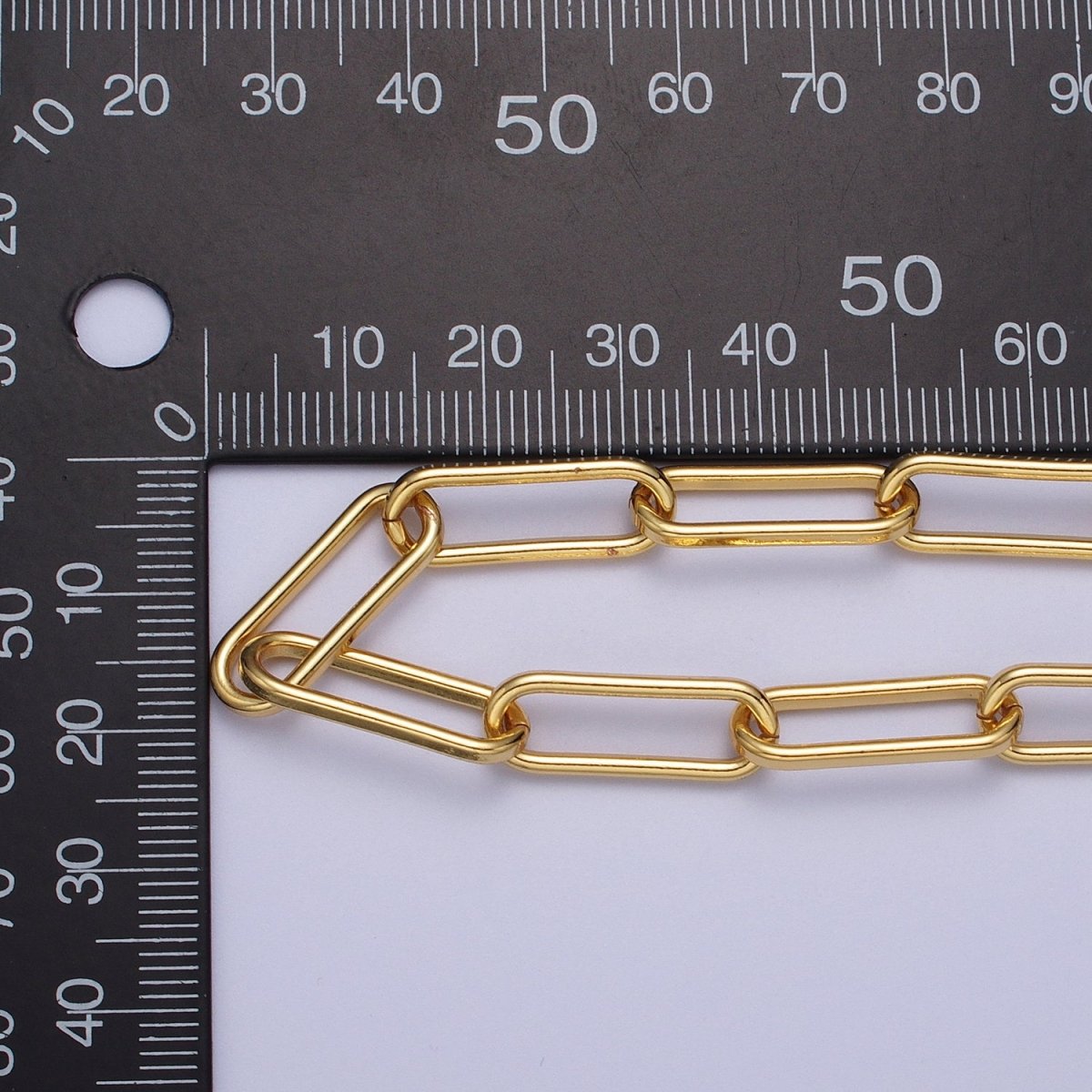 Rounded Paperclip Chain 14K Gold Filled Elongated Chain by Yard, Oval Link Chain Paper Clip Link for DIY Jewelry Making | ROLL-1210