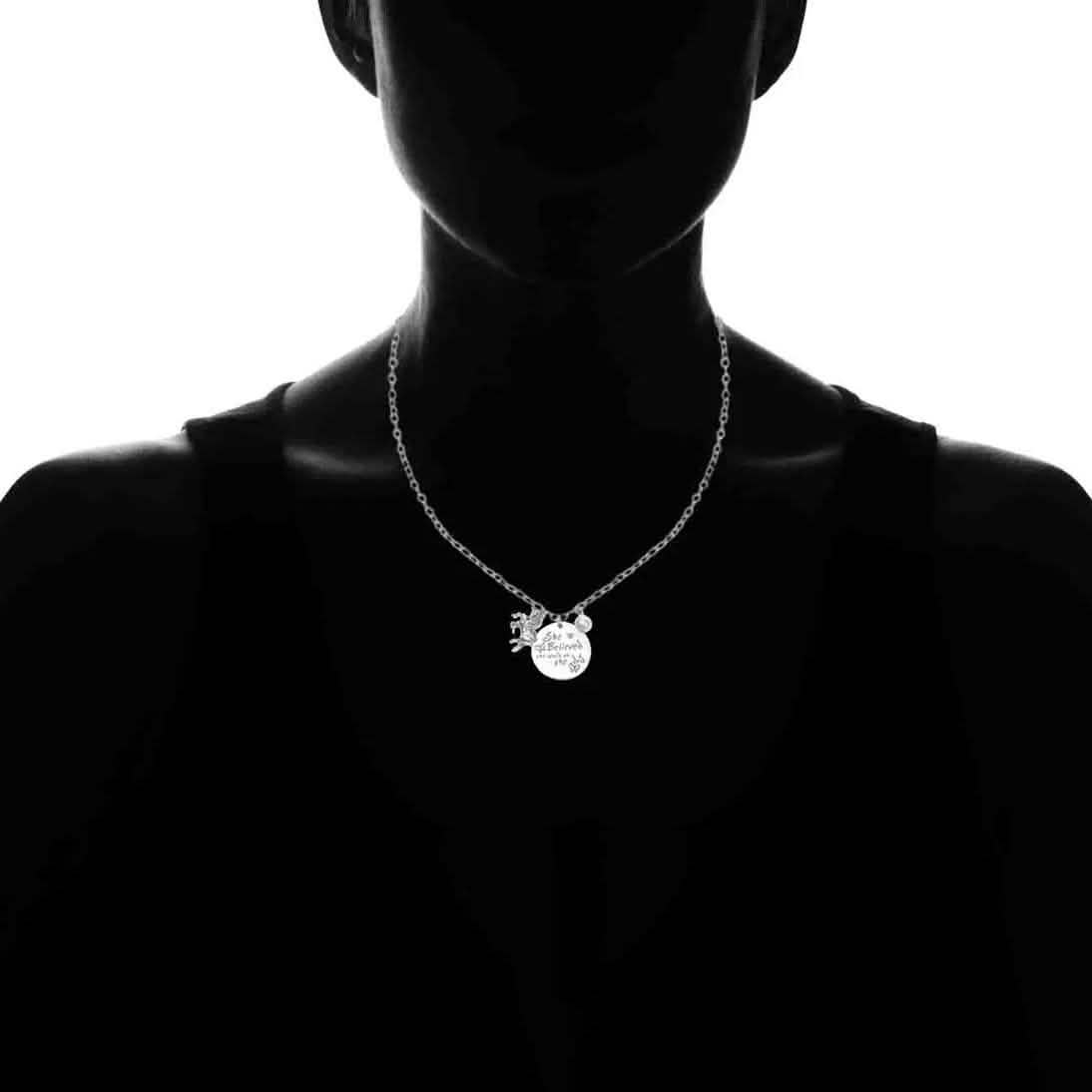 'She Believed She Could So She Did' Inspiration Pendant Necklace