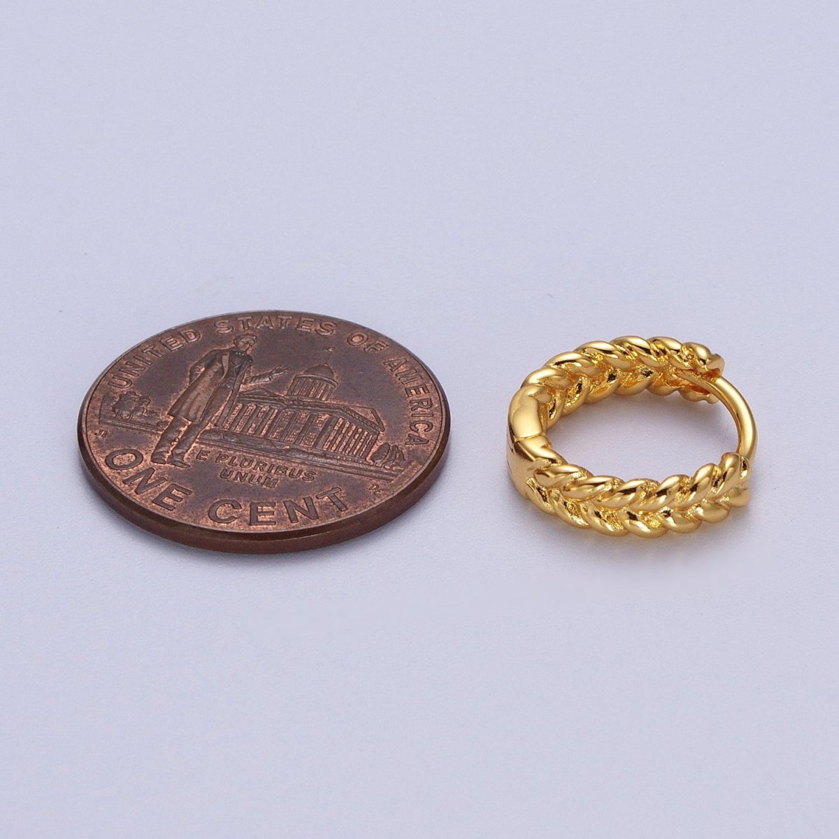 Silver, 24K, 14K, 18K Braided Wheat Paddy Gold Huggie Hoop Earrings P-118 P-119 P-269 AB-011