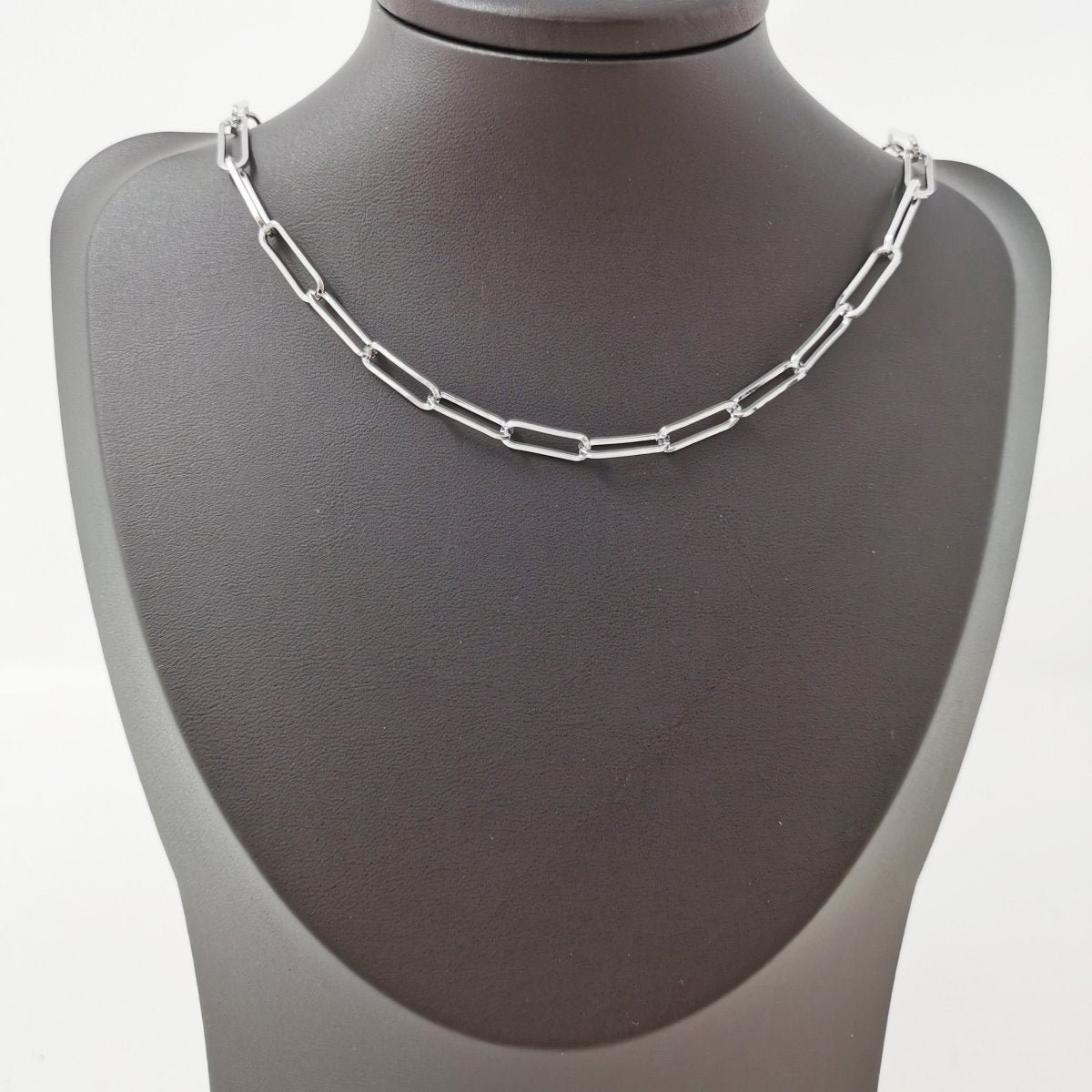 Silver Paper Clip Chain, Elongated Chain, Thin Slim Oval Link Chain, White Gold filled Chain by Yard / 10x5mm | ROLL-207 Clearance Pricing