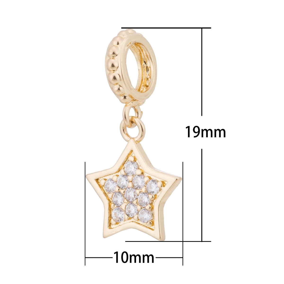 Shiny Star Bright Starburst Wish Twinkle Celestial Cubic Zirconia Bracelet Charm Bead Finding Pendant For Jewelry Making