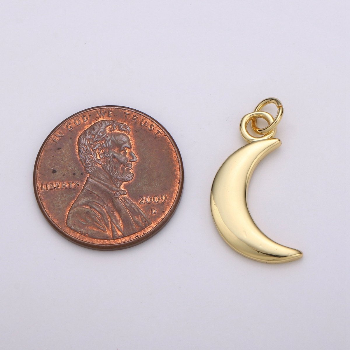 Small Crescent Charm - Gold Moon Charm Celestial Jewelry making for Necklace Bracelet Earring Charm in 14k gold plated D-350