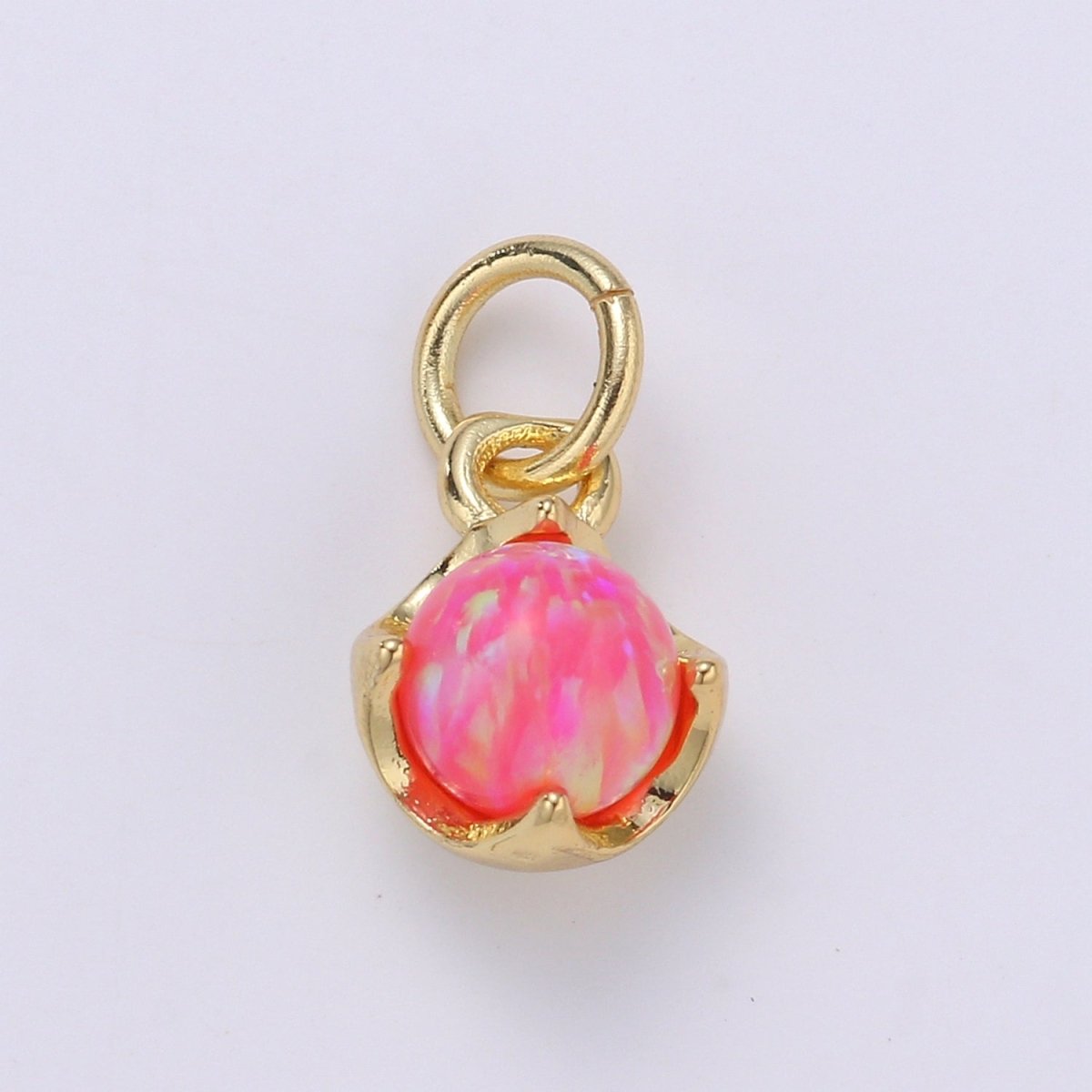 Solitaire Opal Charm, 14K Gold Filled Add on Charm, Round Ball 5mm Diameter Opal Pendant E-037 E-038, E-039, E-040, E-048